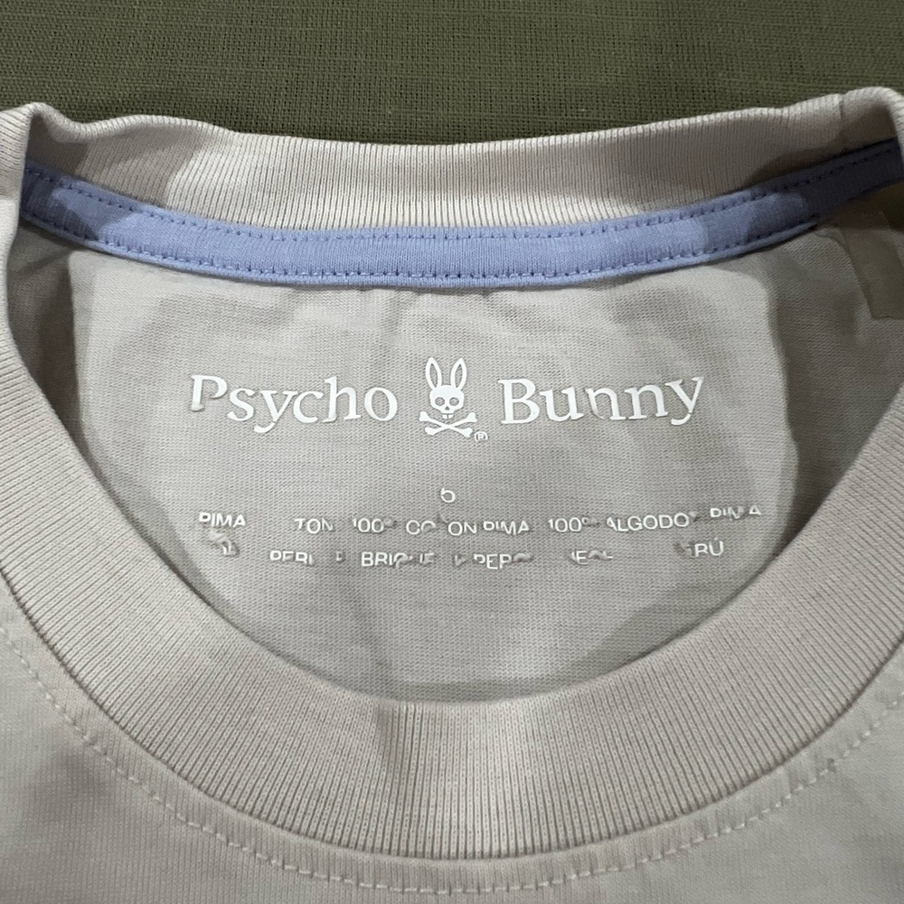 Psycho Bunny White Tee with Pink Bunny Skull Outline - Picture 2 of 4